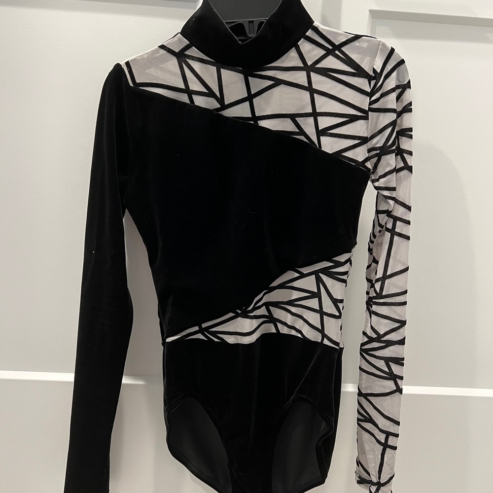 weissman geo flocked velvet leotard